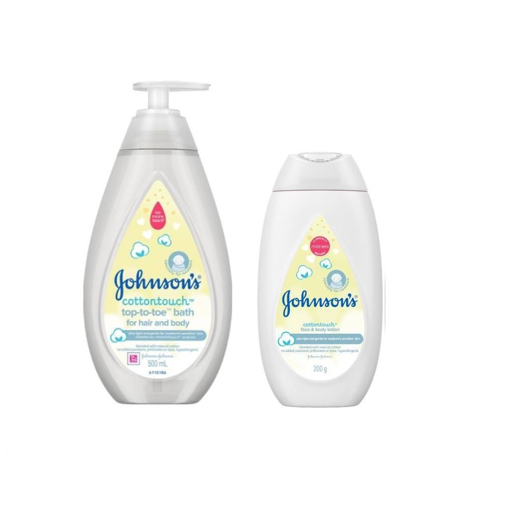 Bộ sữa tắm gội 500ml & sữa dưỡng ẩm 200ml Johnson's mềm mịn Cotton touch - 540017256