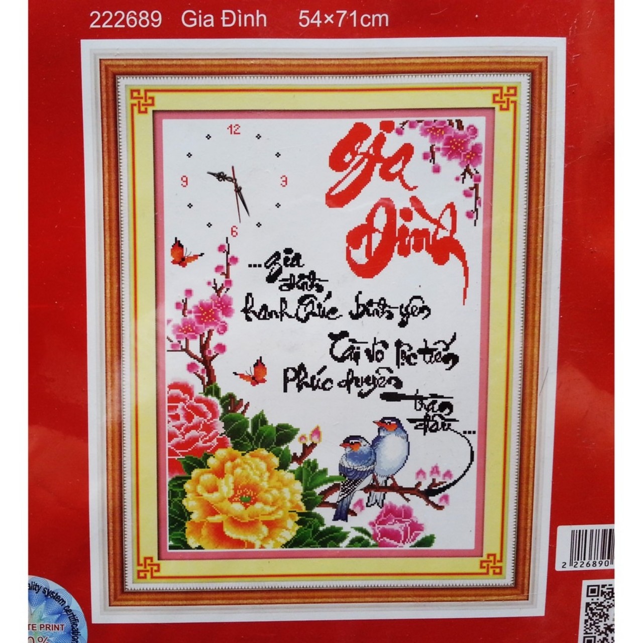 TRANH THÊU CHỮ THẬP GIA ĐÌNH 54x71CM - TỰ ĐÍNH