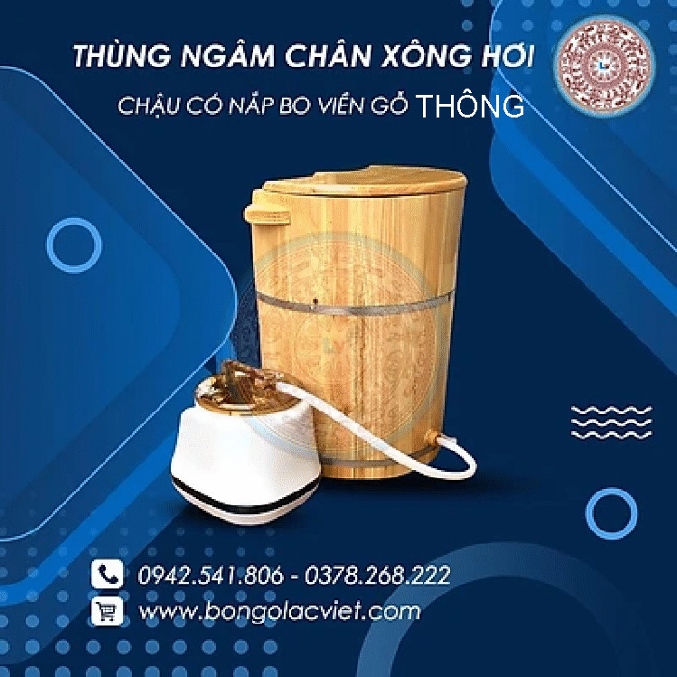 Thùng ngâm chân gỗ Pơmu xông hơi bo viền CNC03