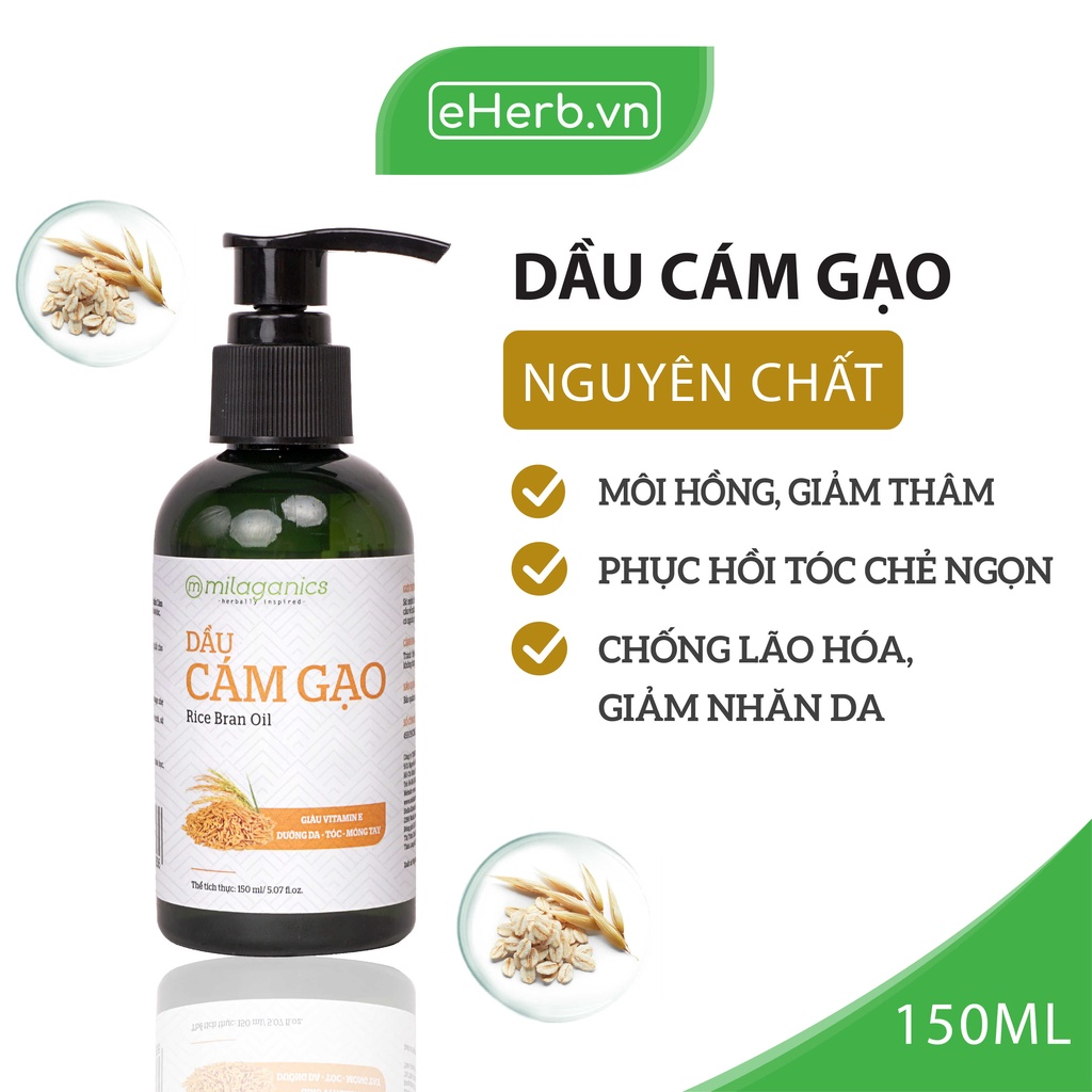 Dầu Cám Gạo Milaganics Rice Bran Oil 150ml/Chai (New version)