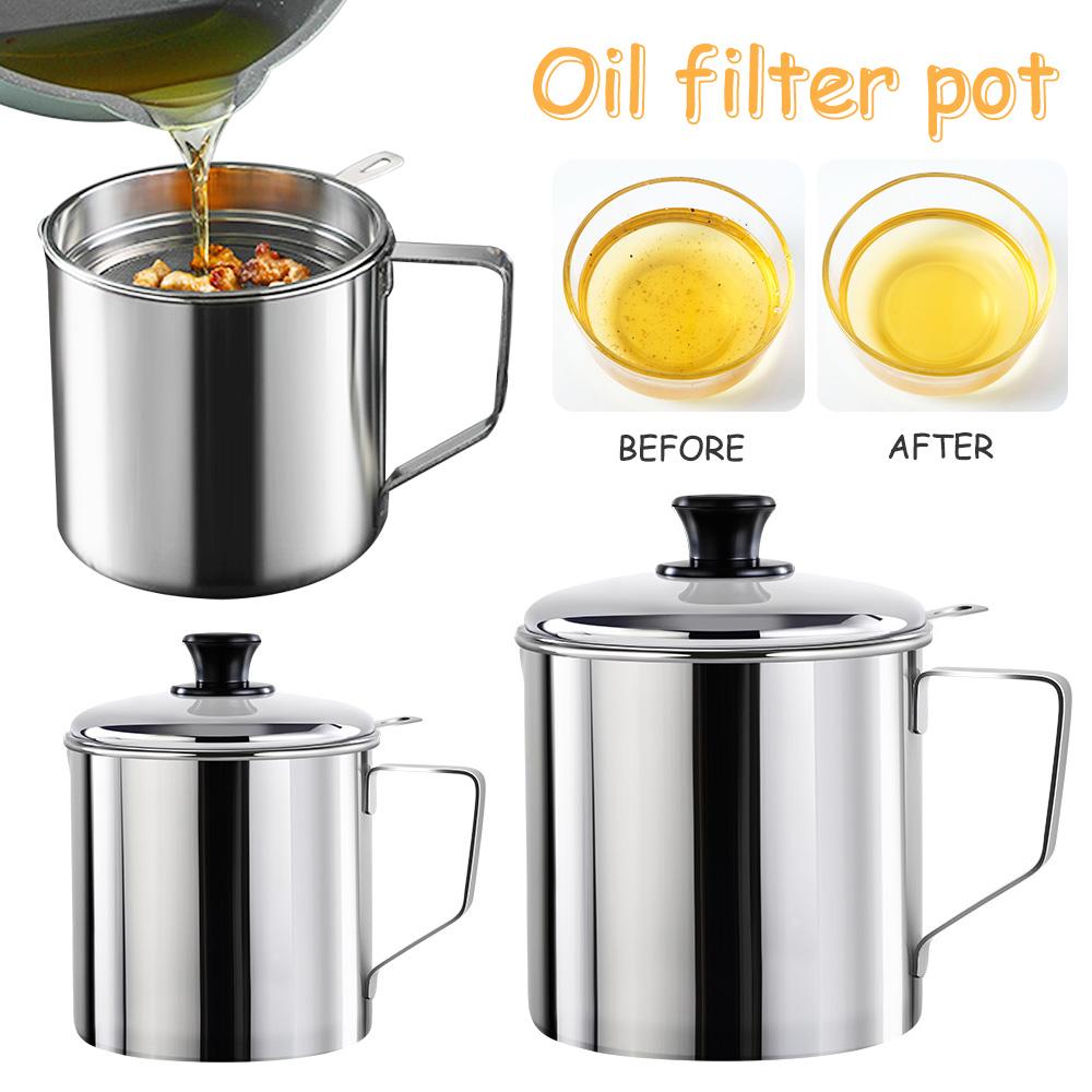 Ca Lọc Cặn Dầu Ăn Inox 304 1.5L Có Lưới Lọc Cặn Tiện Lợi
