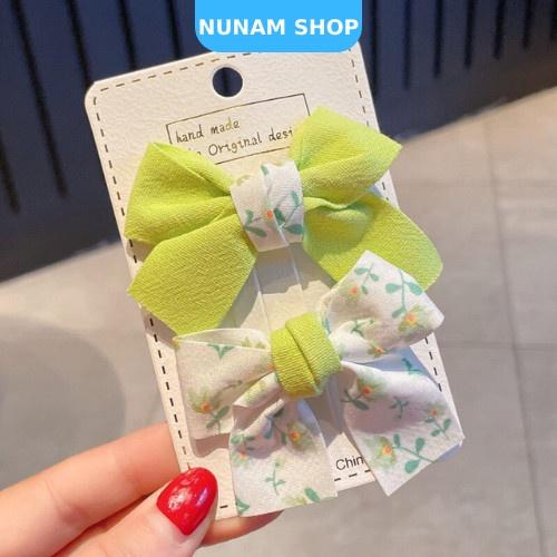 Set 2 kẹp nơ hoa chất vải dày đứng form xinh xắn cho bé Nunam Shop