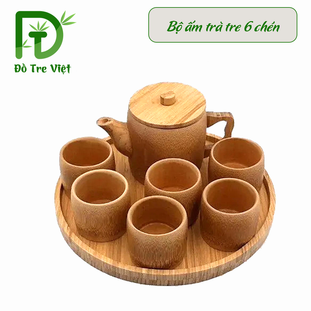 Bộ ấm trà bằng tre