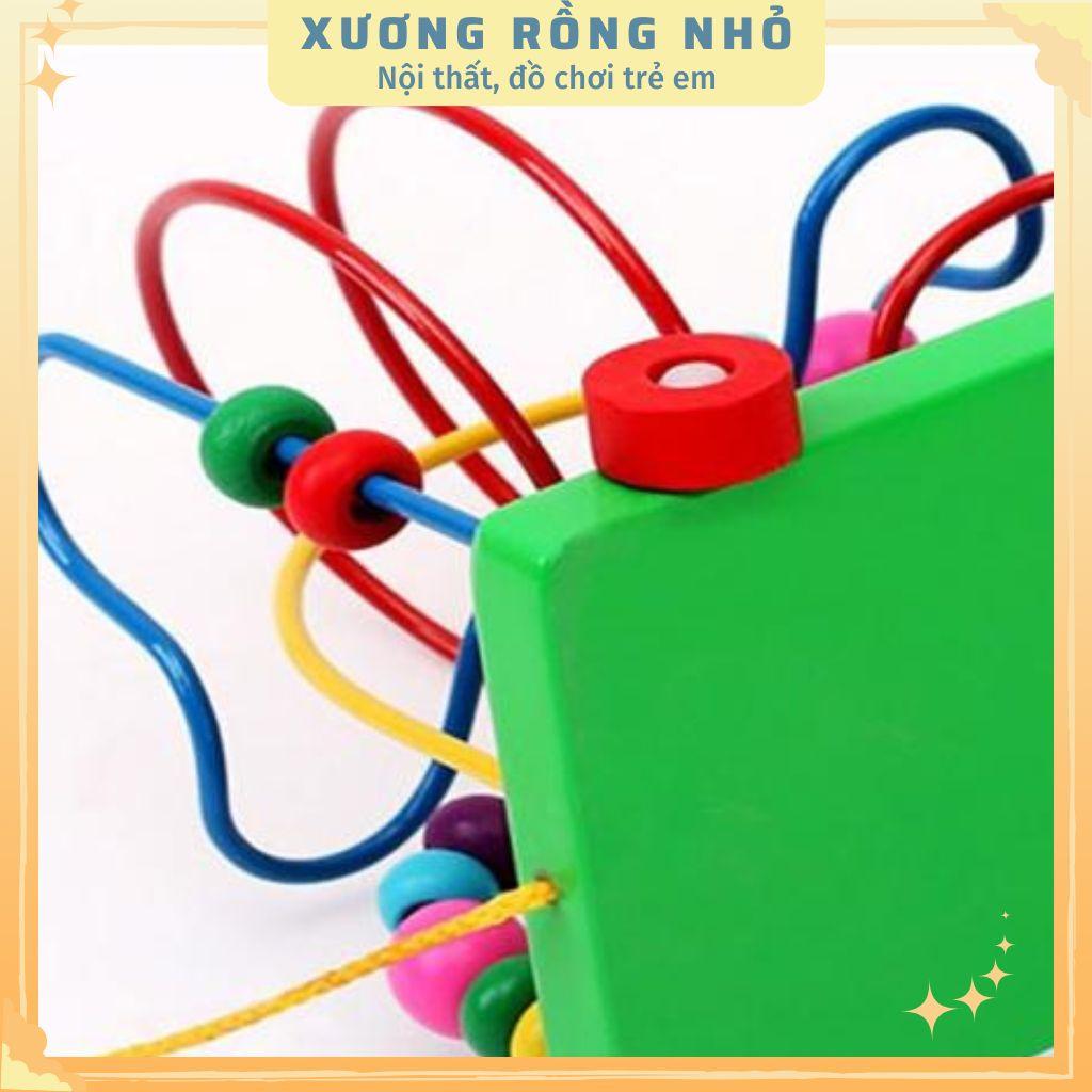 Size lớn - Đồ chơi xe kéo luồn hạt bằng gỗ cho bé phát triển tư duy