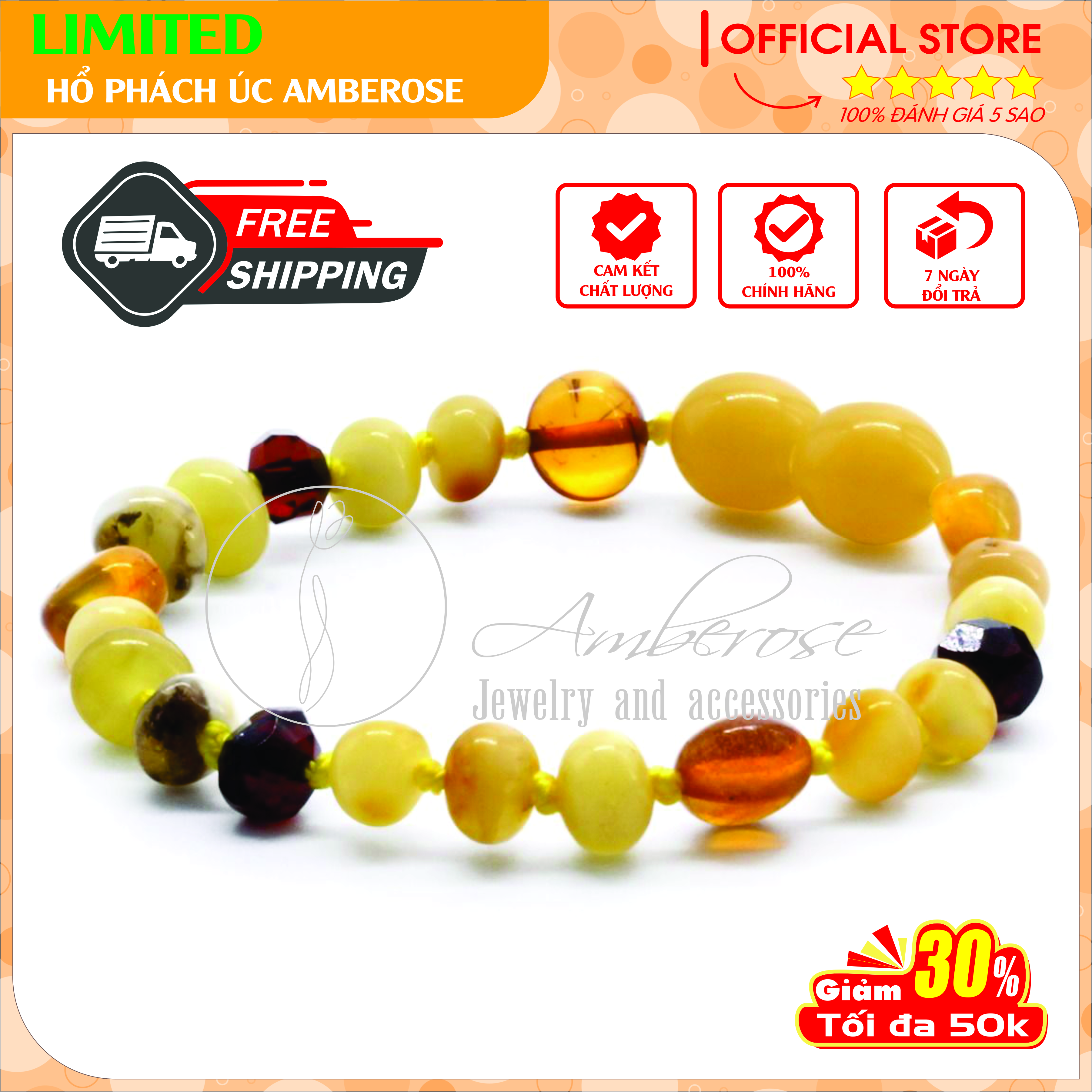 Bộ Vòng Amber Úc Cho Bé 0 - 10 tuổi ( Mẫu Đặc Biệt ) SABLMT19