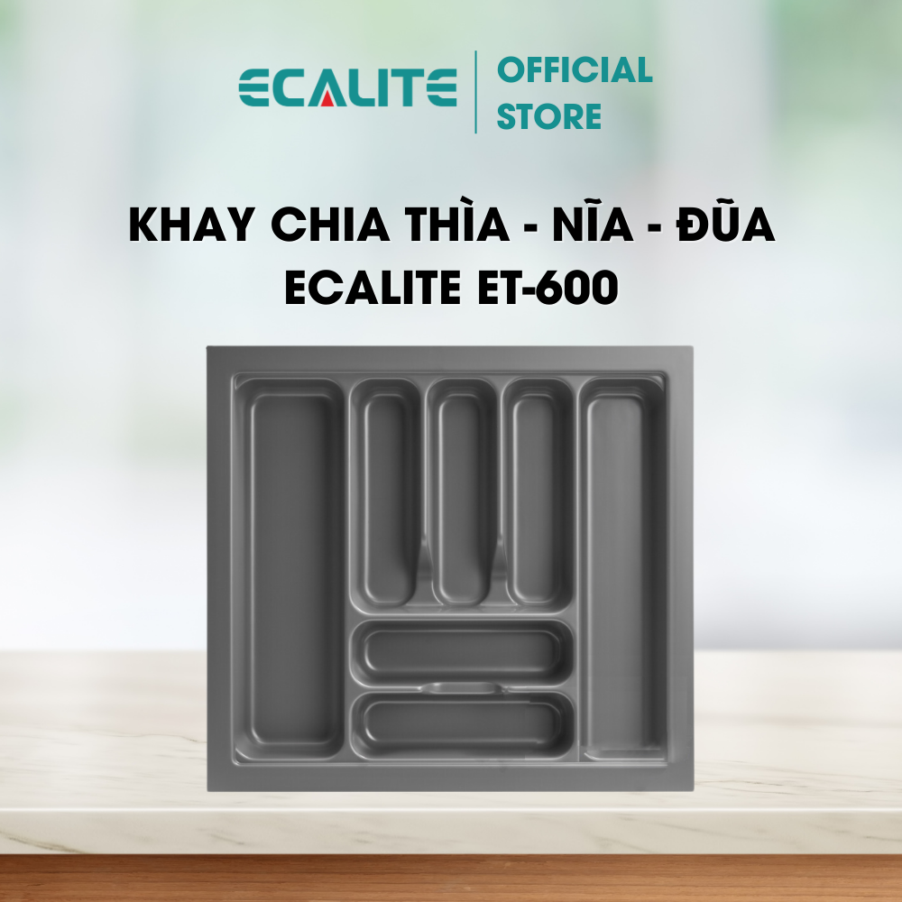 Khay chia thìa dĩa nhựa cao cấp Ecalite ET-600 - Dành cho ngăn kéo rộng 600mm - Hàng chính hãng