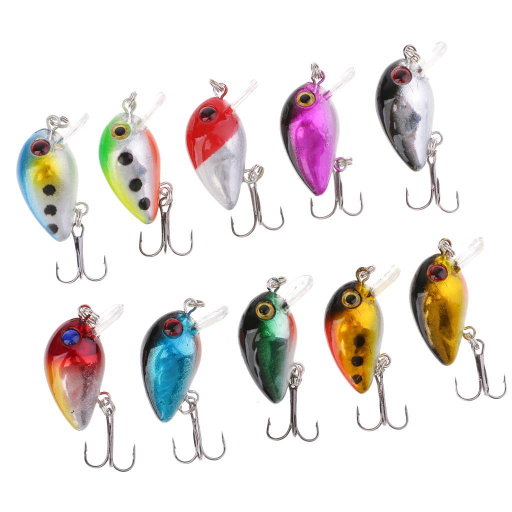 10Pcs Colorful Fishing Lures Hard Bait Bass CrankBait Diving Lure Mixed color Set Mini Crank Bait Tackle