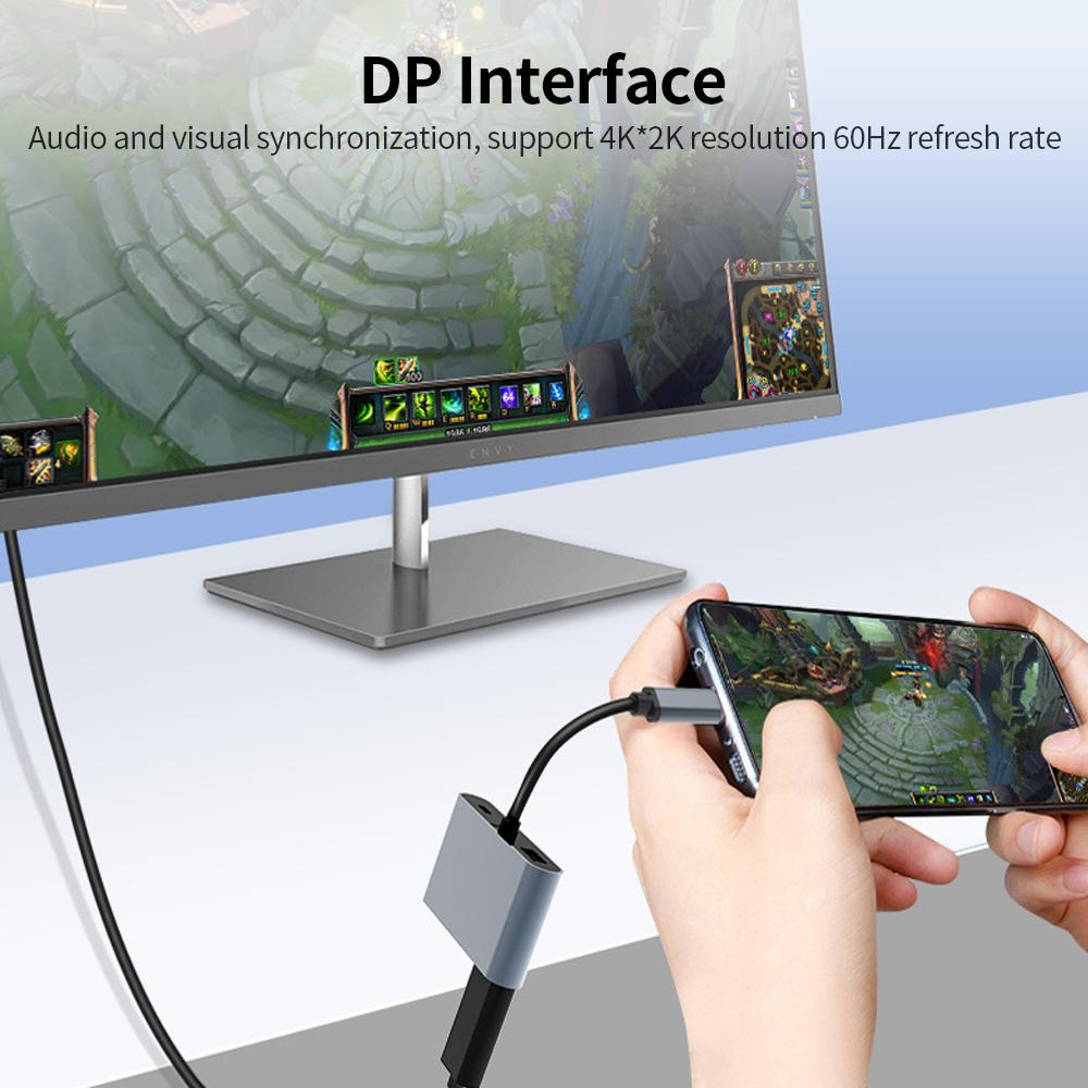 5 in 1 USB-C HUB Multi-function Adapter HDTV + VGA + DP + USB + PD Support Multi-screen Display Grey