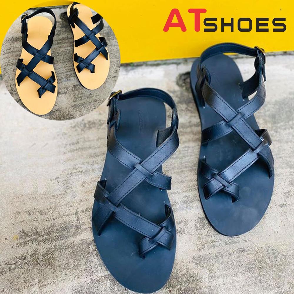 Sandal nam, dép quai ngang, dép nam da bò, không thấm nước, êm chân thoải mái Atshoes XDxn201