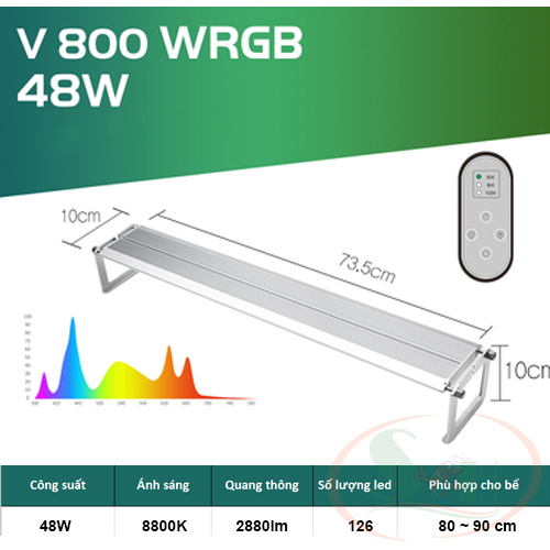 Đèn led WEEK Raptor WRGB V series V300, V450, V600, V800, V900, V1200 dimmer điều chỉnh hẹn giờ bể cá tép thủy sinh