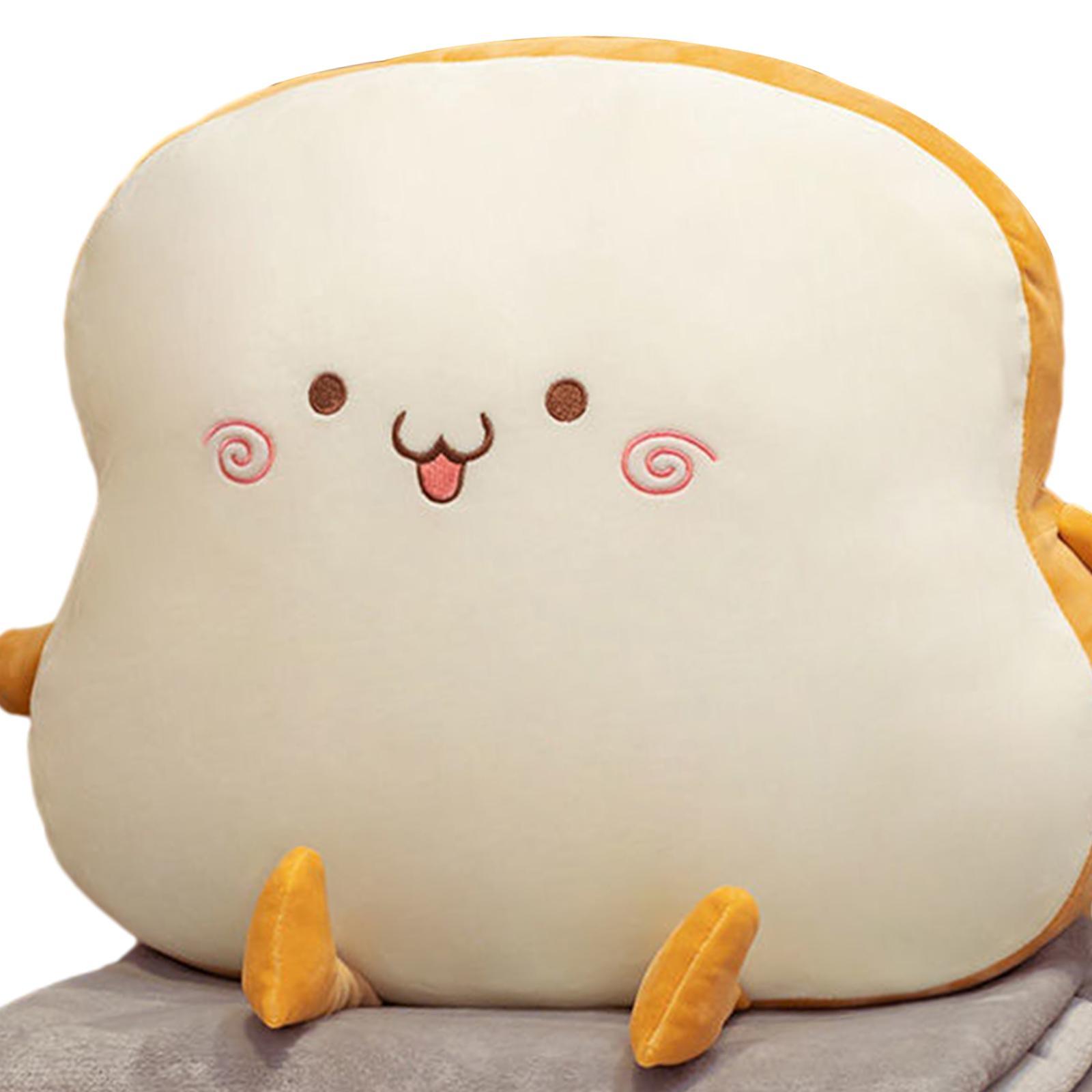 Bread Plush Pillow Stuffed Plush Toast Bed Pillow Adorable Soft Cushion Chair Pillow with Blanket for Office Bedroom Home Birthday Gifts