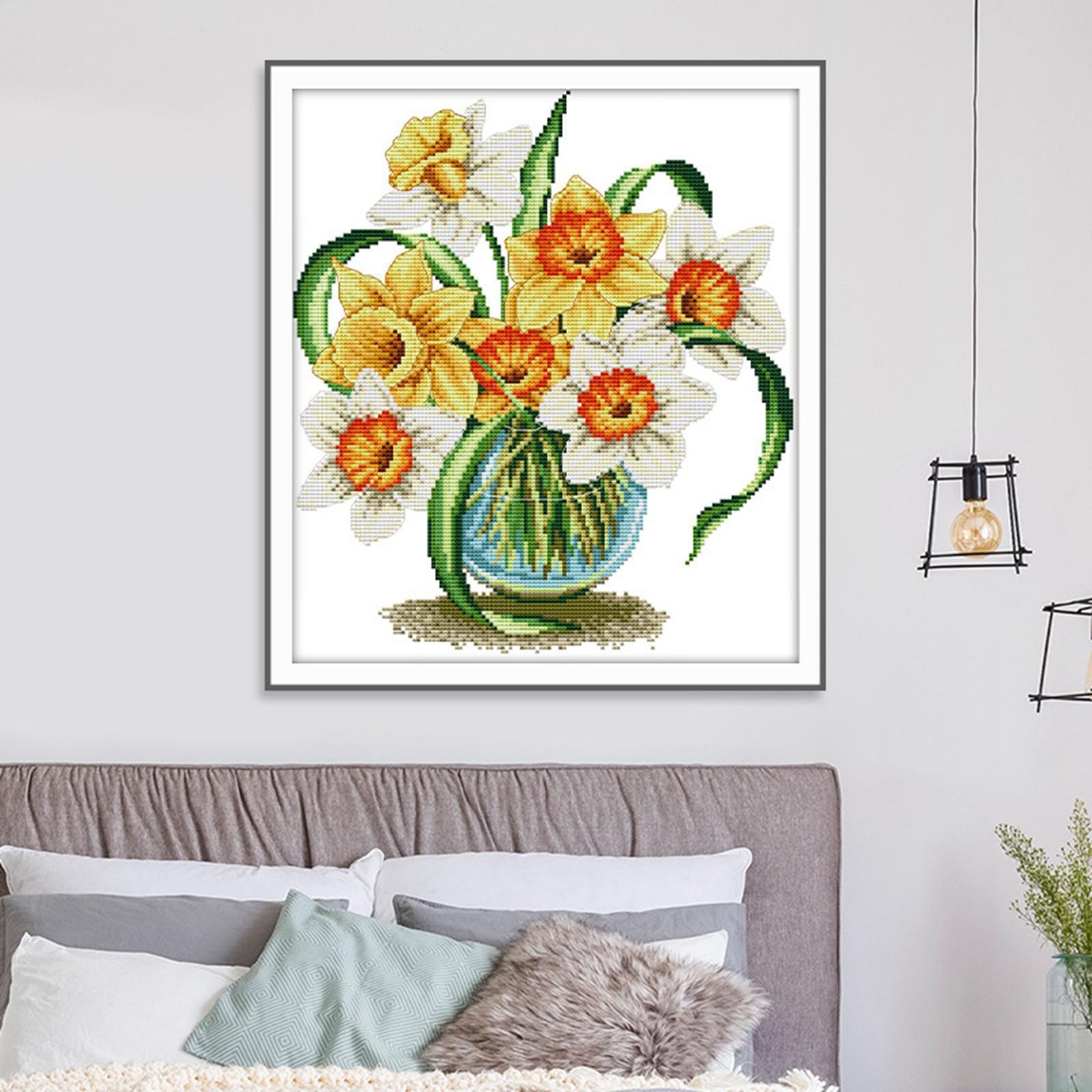 Flower Cross Stitch Stamped DIY Adult Beginners Embroidery Starter Kits