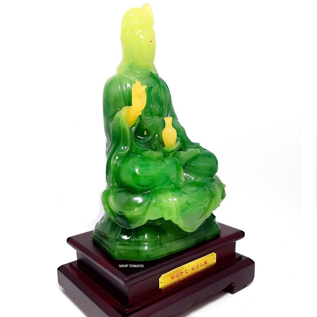 PHẬT QUAN ÂM NGỒI XANH NGỌC CH CAO 28CM