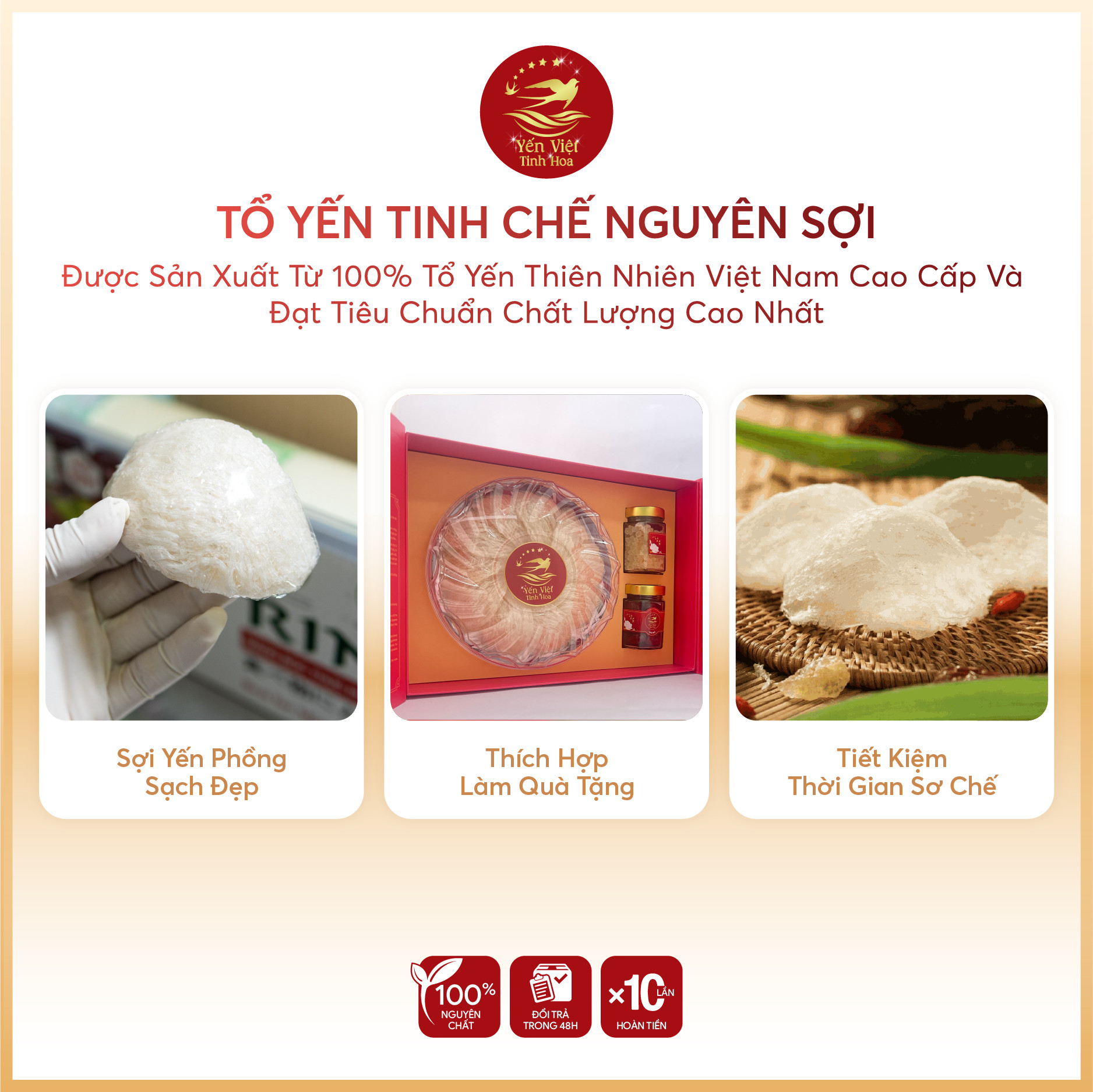 Tổ yến Tinh chế sợi 50 gram Yến Việt Tinh Hoa - Hàng chính hãng