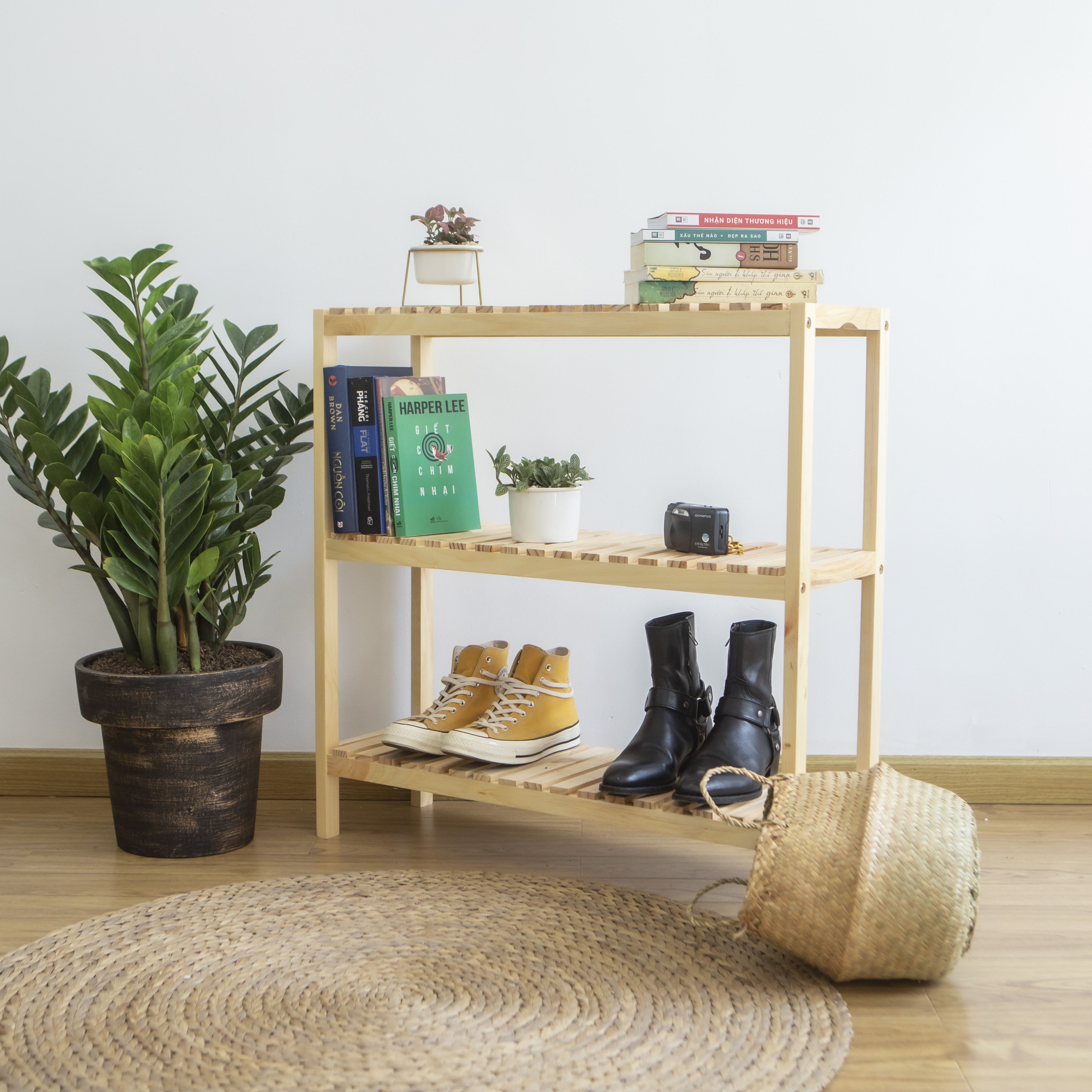 KỆ GỖ ĐA NĂNG XUẤT KHẨU 3 TẦNG SIZE 80CM - BENCH 3 FLOOR NATURAL