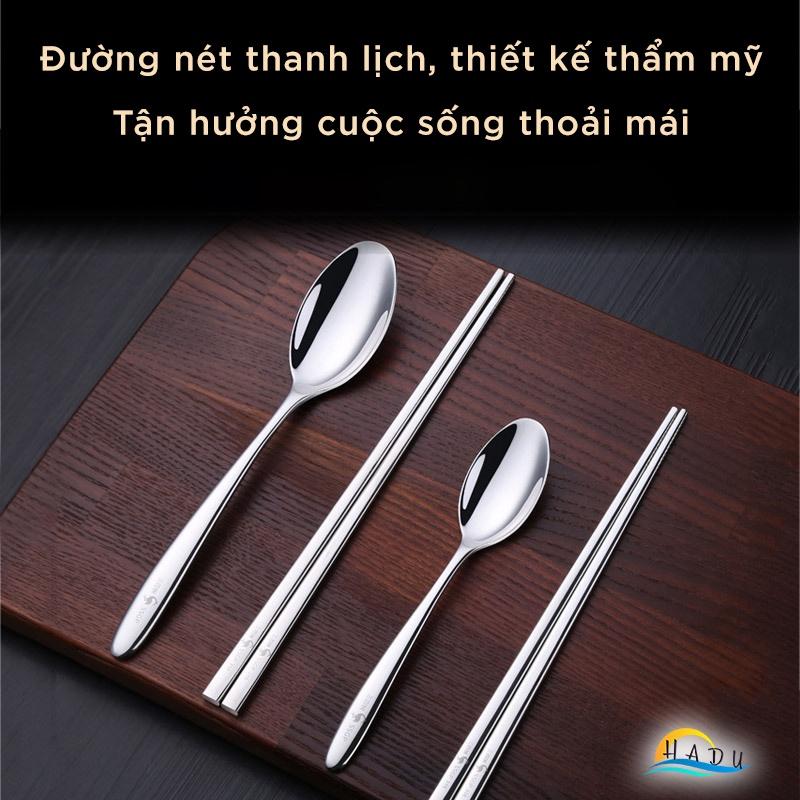 [2 Cái] Thìa Muỗng Inox Cao Cấp Ăn Phở 316 Đạt Chất Lượng Đức Kháng Khuẩn HADU