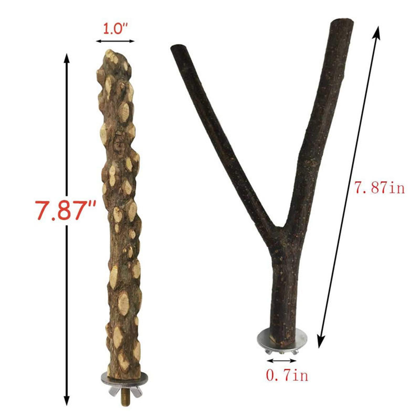 4 Pack Wooden Hanging Parrot Bird Stand Tree Branch Toys Perch Standing