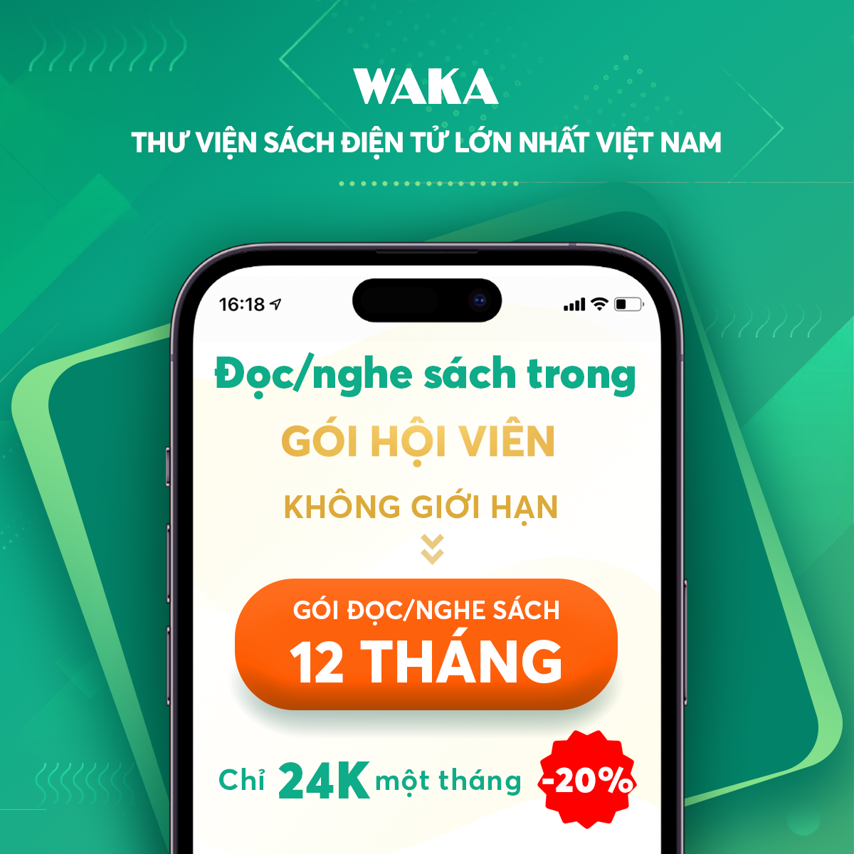 Gói Hội viên đọc sách điện tử Waka 12 tháng