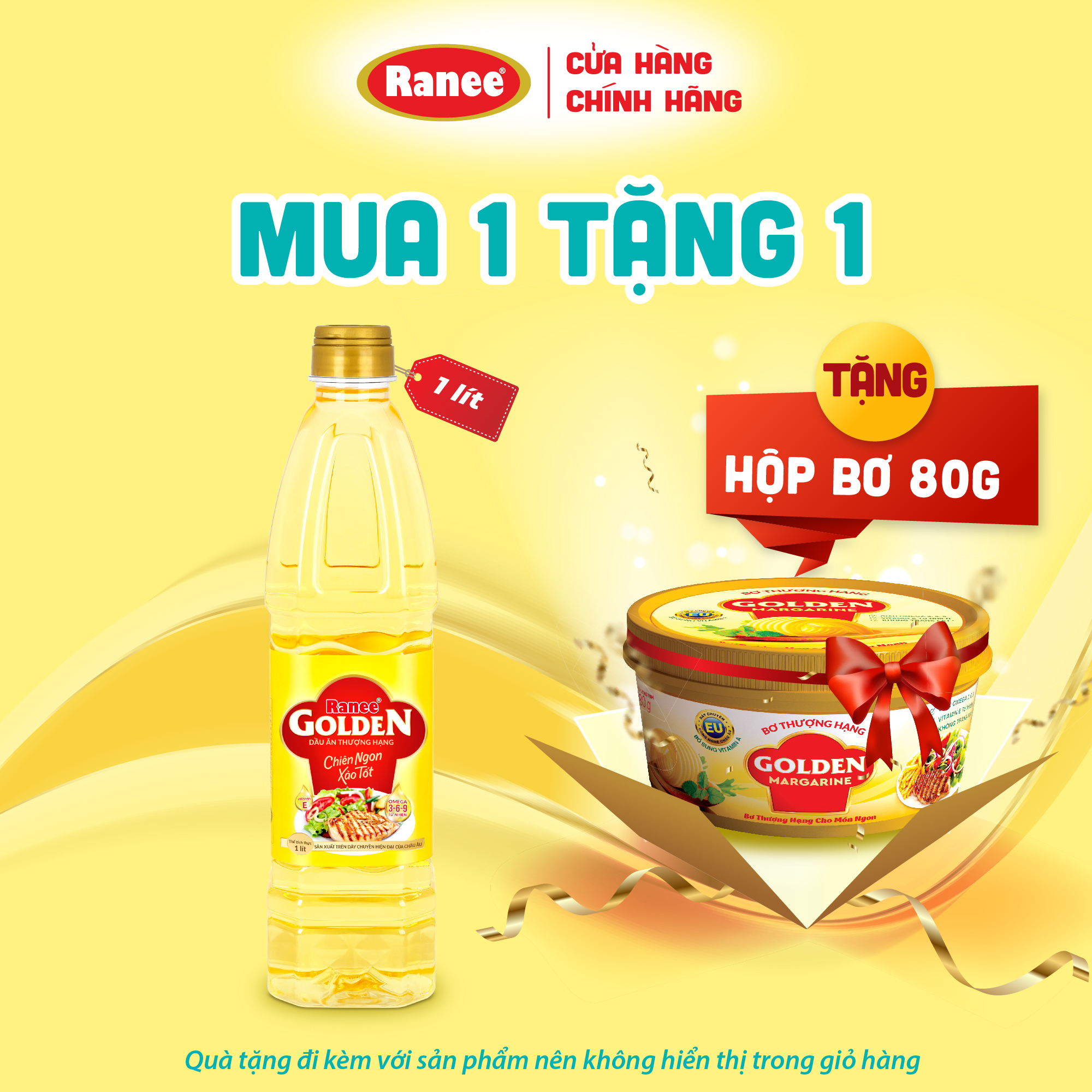 Dầu ăn thượng hạng Ranee Golden 1 lít + tặng kèm bơ 80g