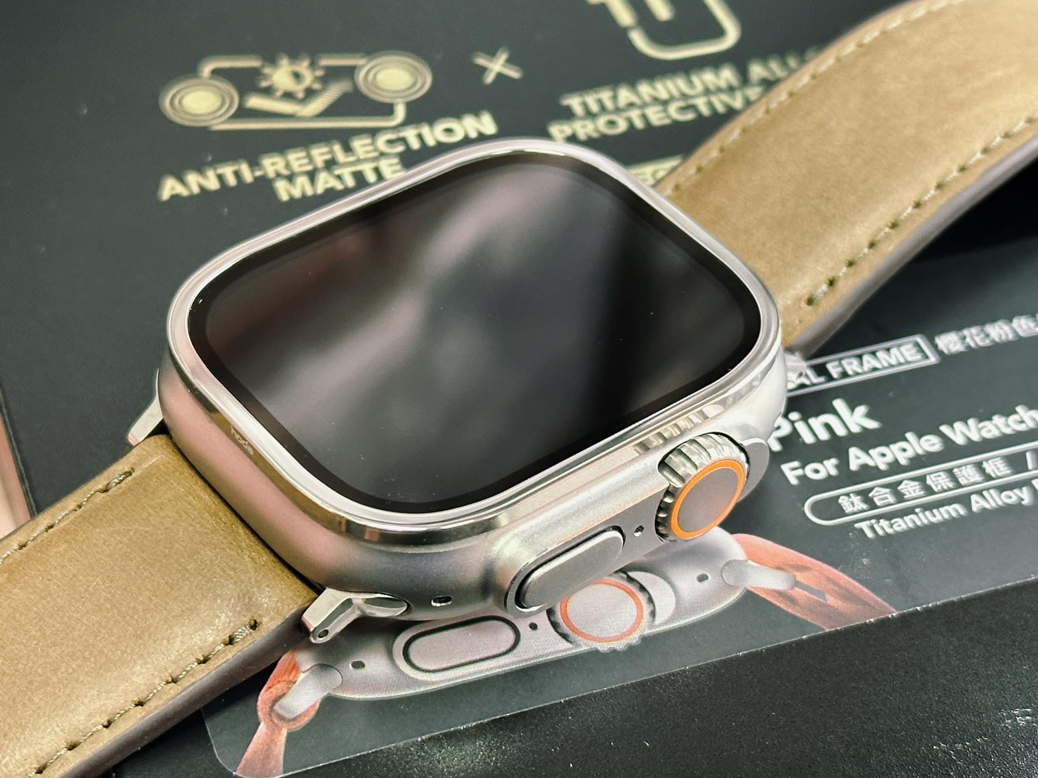 Dán cường lực màn hình HODA dành cho Apple Watch Ultra 49mm Chống Chói + Viền Bảo Vệ Titanium - Hàng nhập khẩu