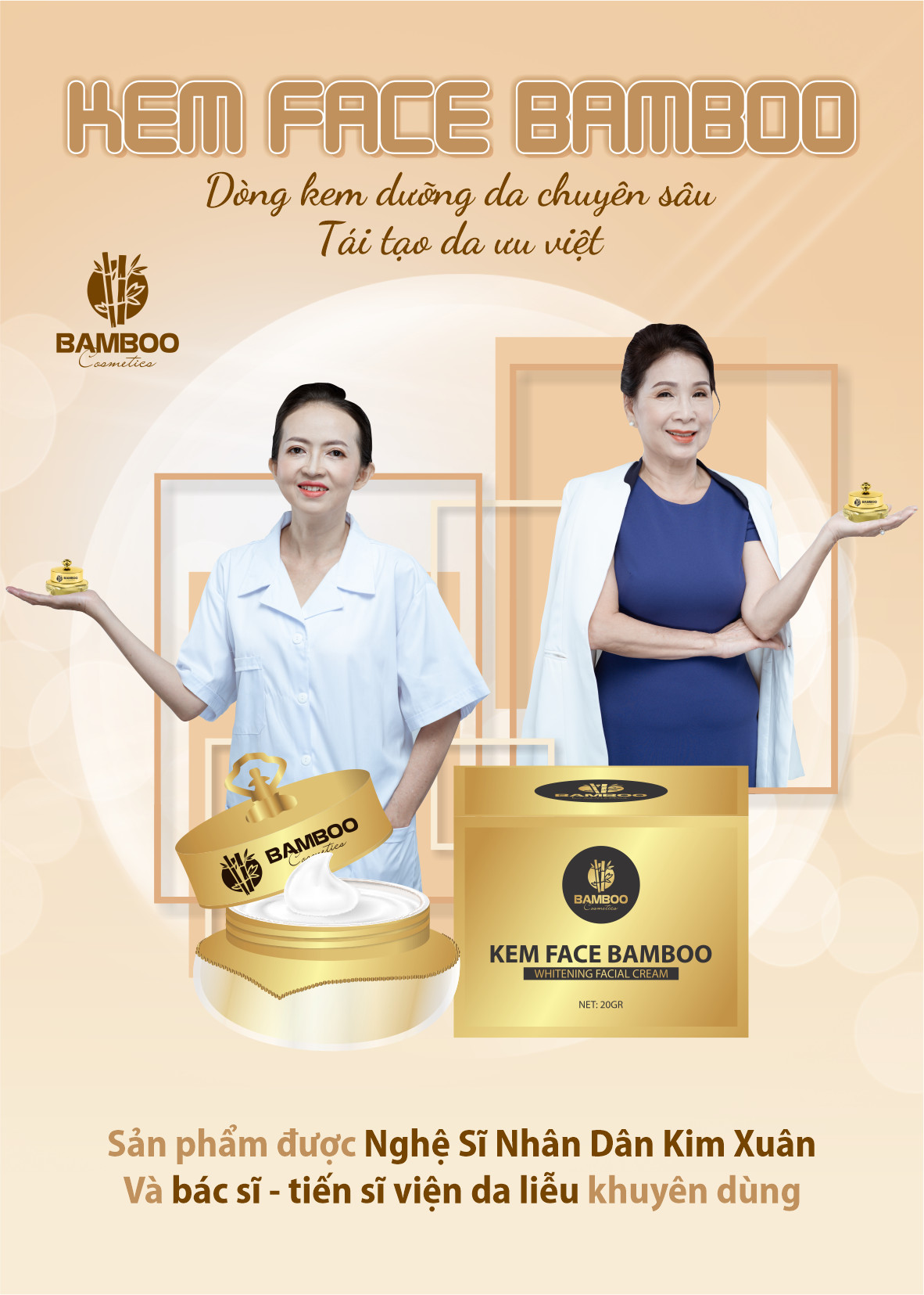 KEM FACE BAMBOO - DƯỠNG DA TRẮNG HỒNG - ĐẨY LÙI NÁM, TÀN NHANG, CHỐNG NẮNG - NHANH CHÓNG PHỤC HỒI DA HƯ TỔN