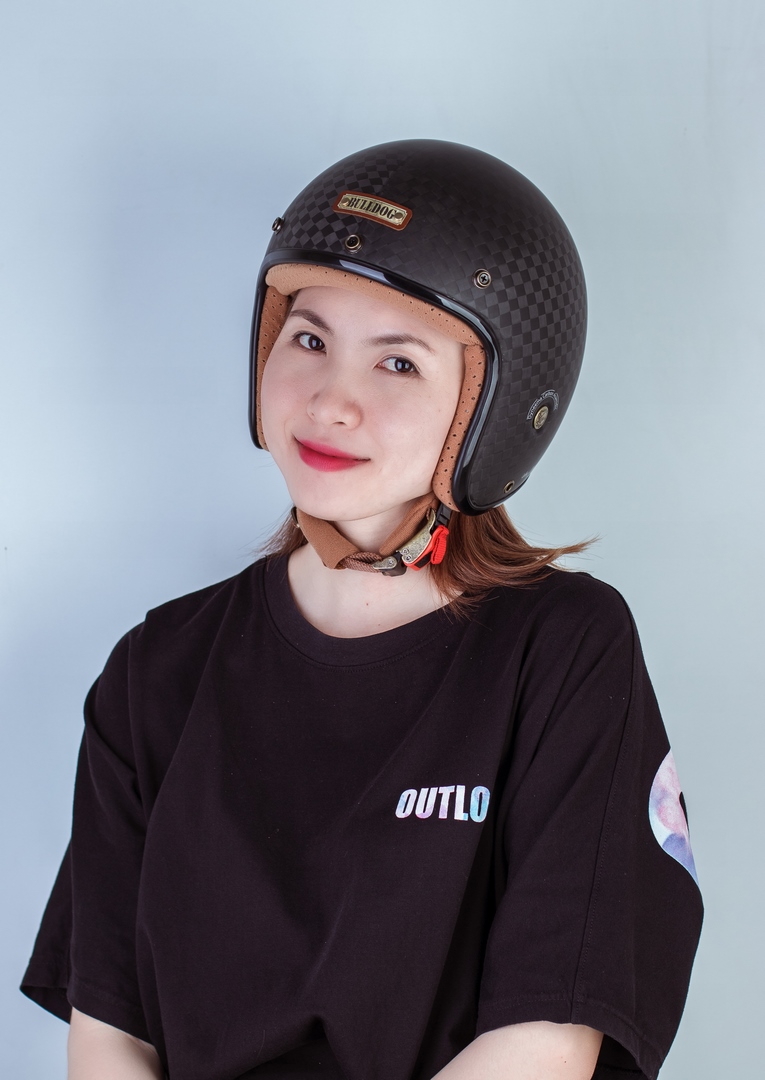 Mũ Bảo Hiểm 3/4 Cổ Điển BULLDOG Heli Carbon