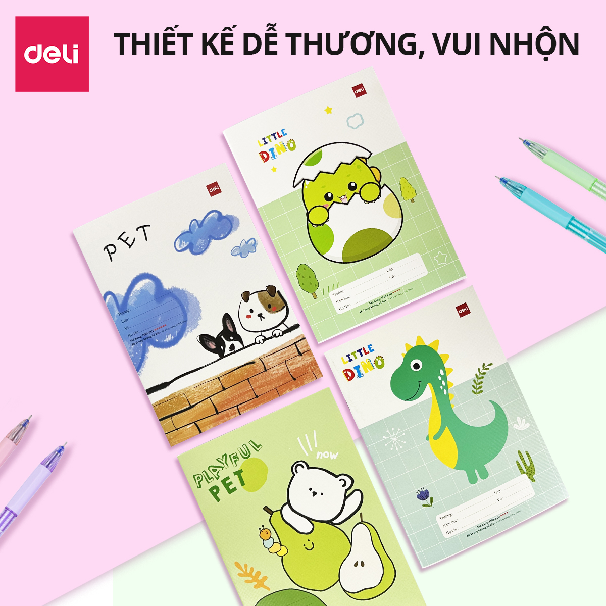 Tập Vở Học Sinh 4 Ô Ly Giấy Dày Trơn Mịn Deli - Vở Tập Viết Luyện Chữ Đẹp 48 Trang / 80 Trang - Định Lượng giấy 70gsm / 100gsm