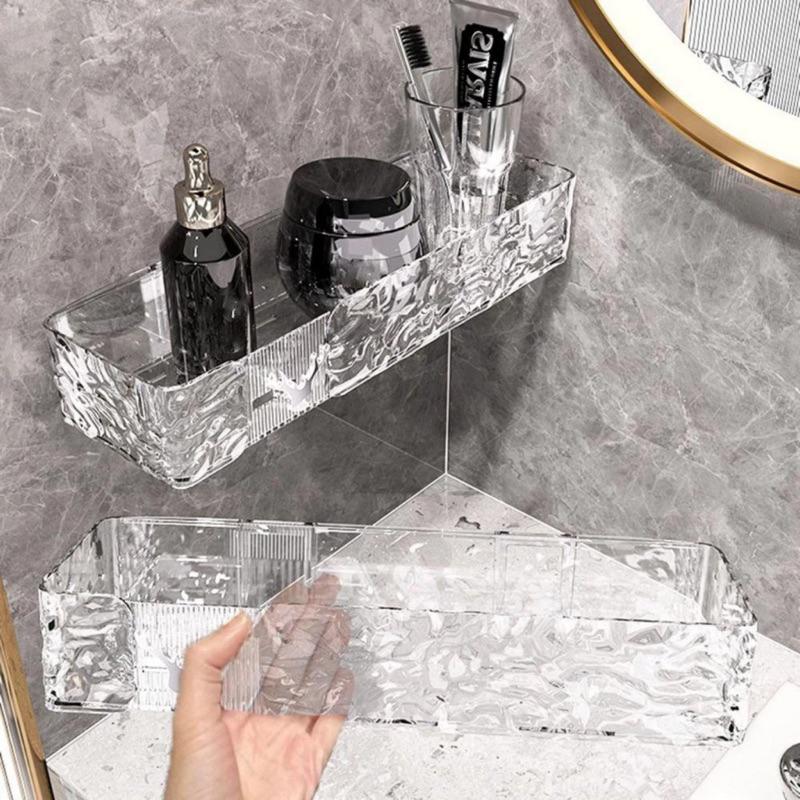 Kệ nhựa trong ABS dán tường hoạ tiết vân sần cao cấp | Giá để đồ nhà bếp, nhà tắm đa năng mẫu mới 2310