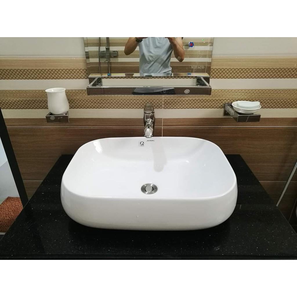 Chậu Lavabo Rửa Mặt C216A Men Nano Kháng Khuẩn, Đặt Bàn Đá (Tặng Bộ Xiphong Chun Thoát Nước Ngăn Mùi)