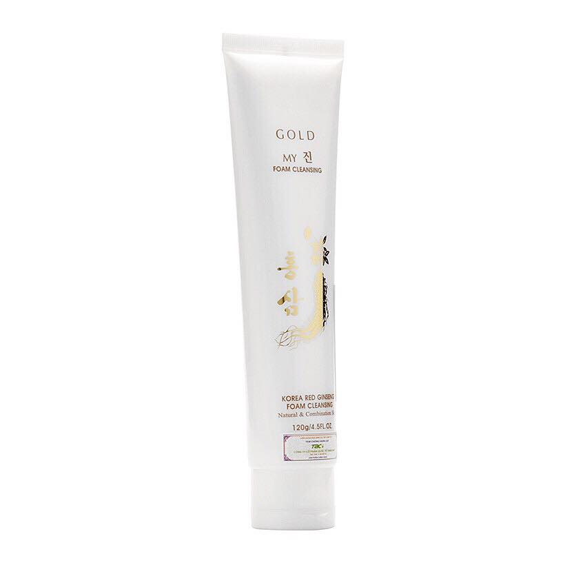 Sữa rửa mặt sâm vàng My Gold Gingseng Cleansing Foam chống lão hóa trắng da Hàn Quốc 120g - Hàng Chính Hãng