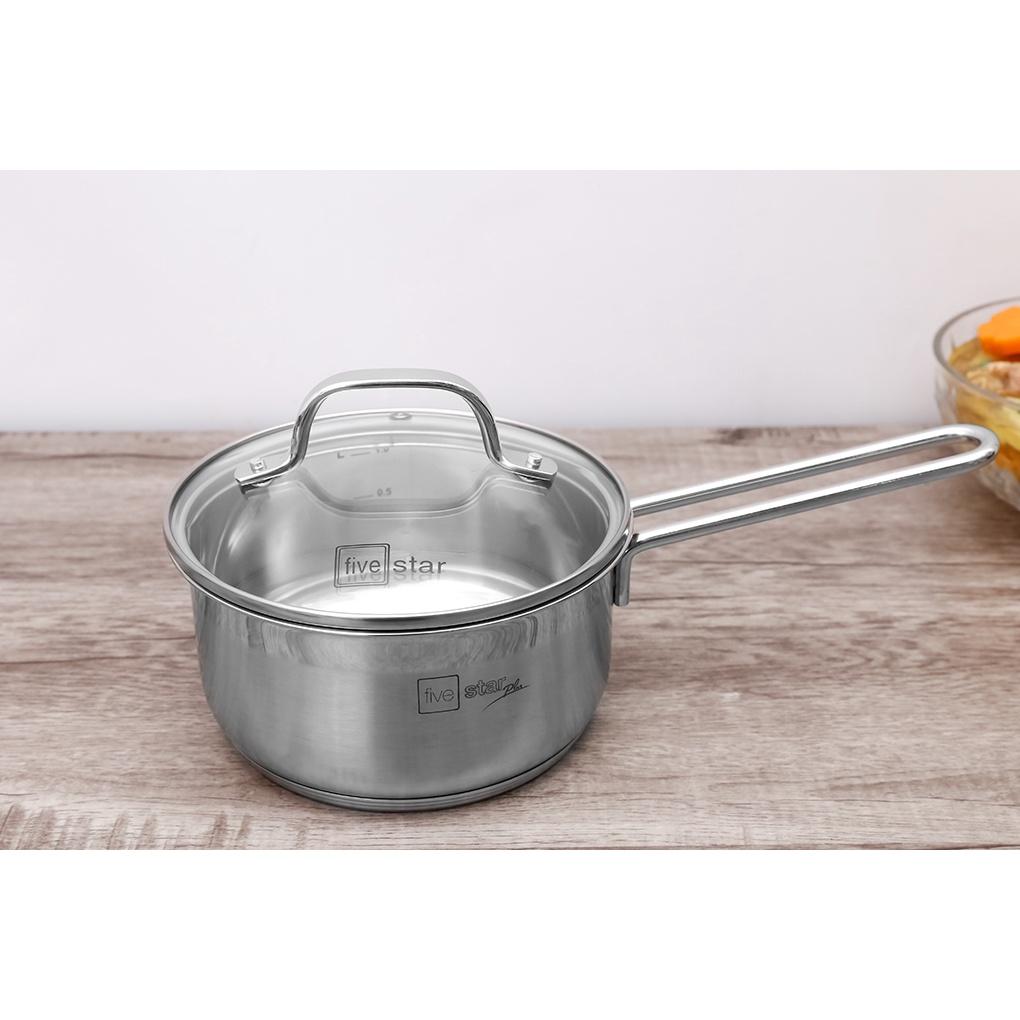 Nồi 5 đáy inox 304 bếp từ cao cấp Fivestar Plus nắp kính , dùng tốt mọi bếp , size 16/18/20/24cm - Shop Bếp Xinh