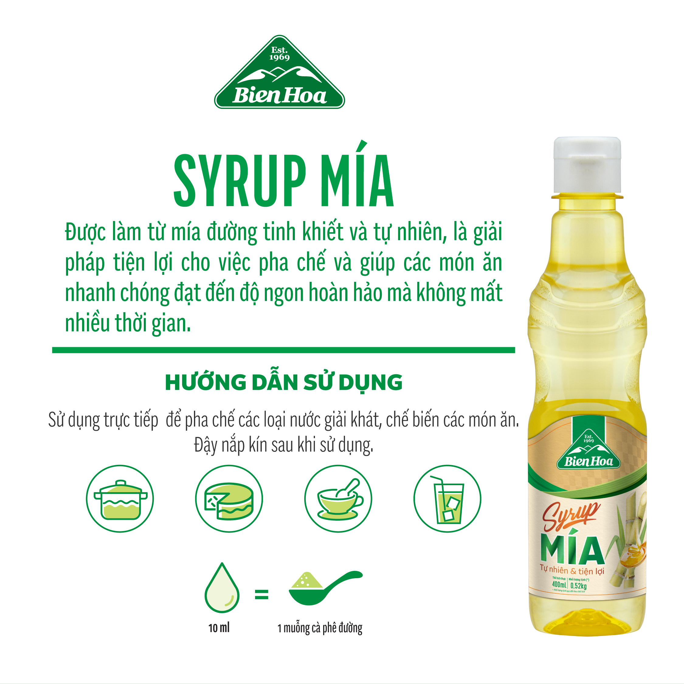 Combo 6 Chai Syrup Mía Biên Hòa 700ml/Chai