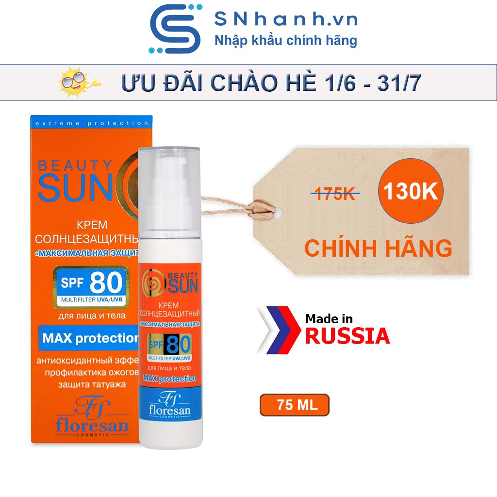 Kem chống nắng Floresan Beauty Sun Max protection SPF80 75ml