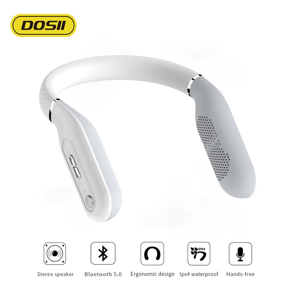 Loa Bluetooth không dây đeo cổ Loa siêu trầm Thể thao ngoài trời Âm thanh nổi di động Loa đeo cổ HS rảnh tay Màu sắc: trắng