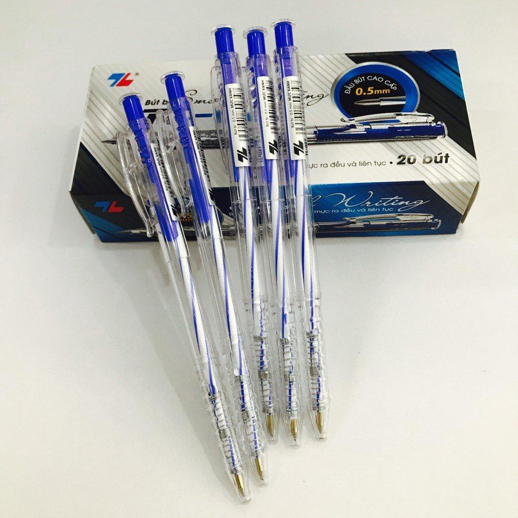 Hộp 20 Bút bi Thiên Long TL-027 nét 0.5mm - dạng bấm cò, nét đều dành cho học sinh, văn phòng