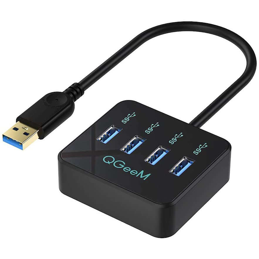 Bộ hub đa năng QGeeM chia 4 cổng USB 3.0, đen-Hàng Chính Hãng