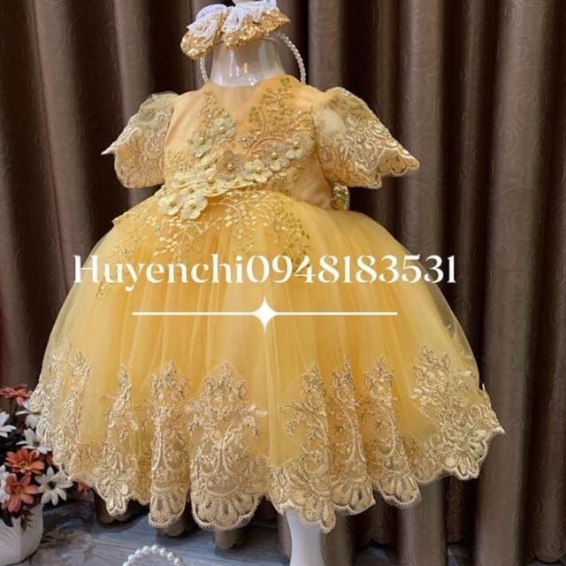 Váy thiết kế chân ren cao cấp tặng kèm cài tóc