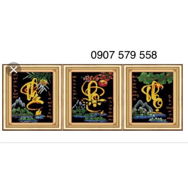 Tranh đính đá phúc lộc thọ kt 120x50cm