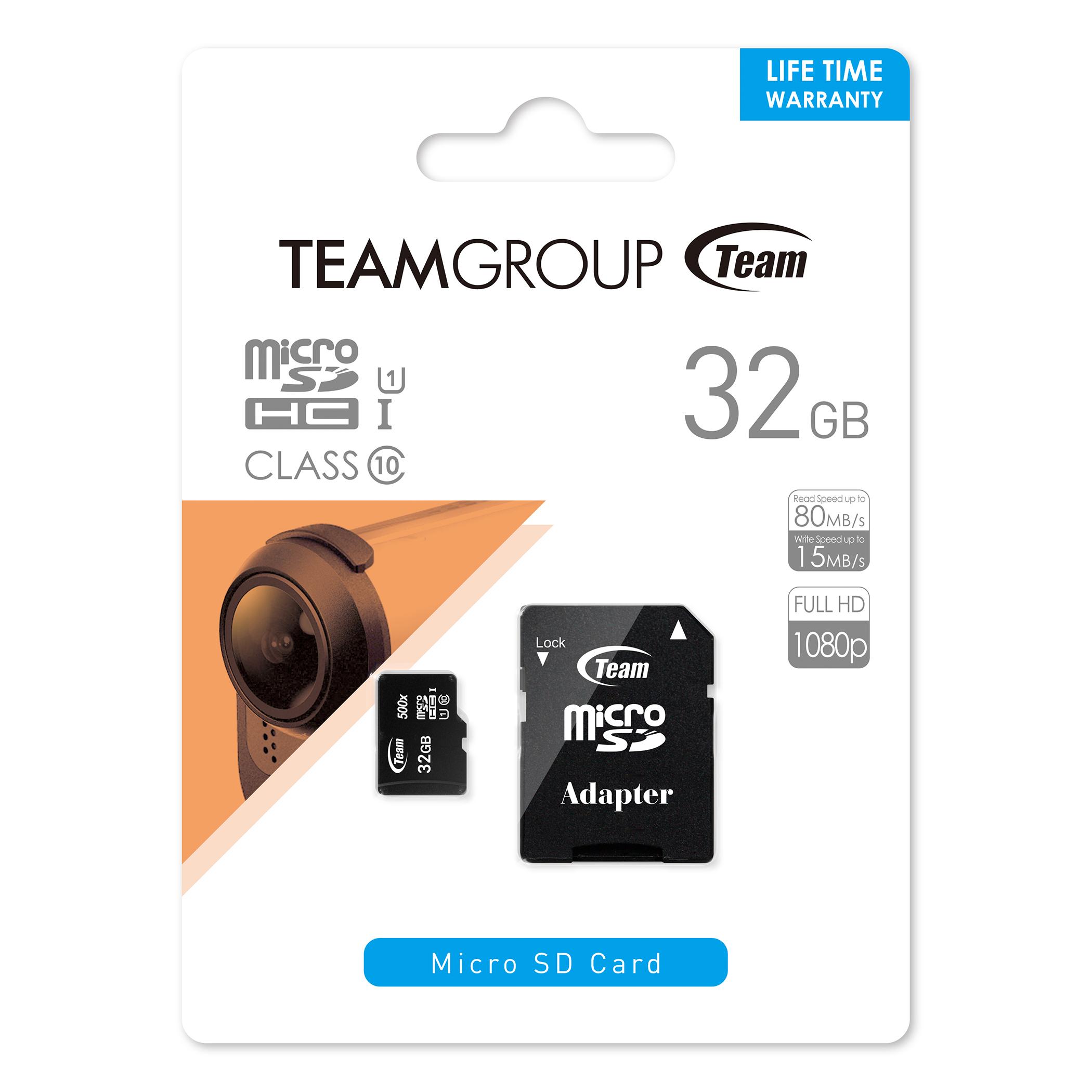 Thẻ Nhớ microSDXC Team 32GB 500x up to 100MB/s class 10 UHS-I - Hàng Chính Hãng