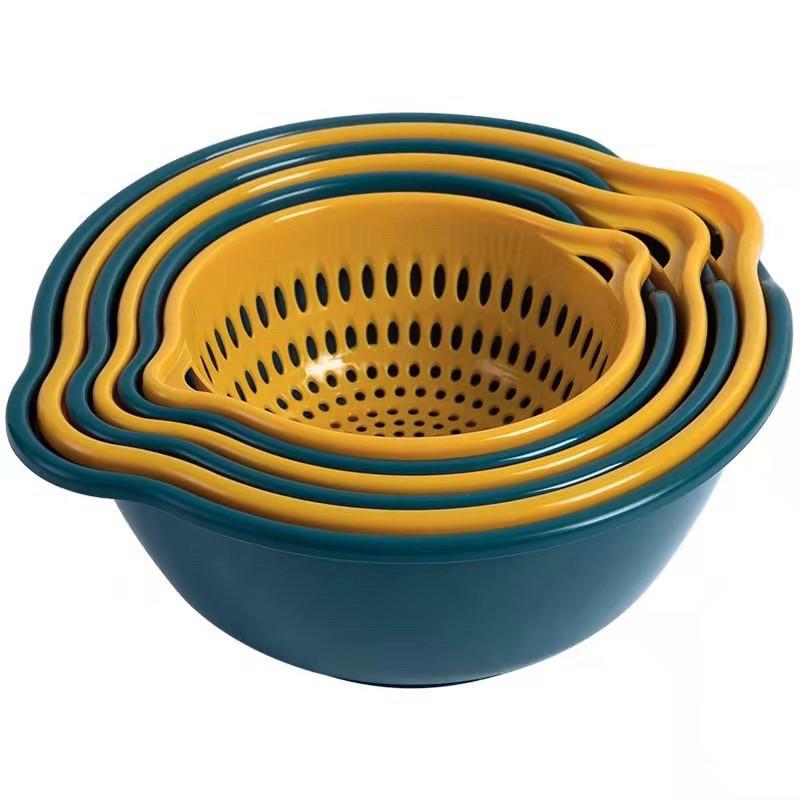 Set 3 Rổ Jujiajia Hai Lớp Giúp Ráo Nước Có Thể Xếp Chồng Lên Nhau Thích Hợp Cho Nhà Bếp