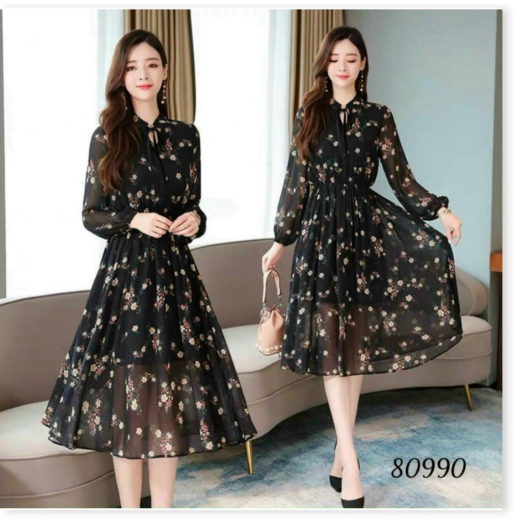 ĐẦM LỤA HOA,HỌA TIẾT ĐƠN GIẢN NHƯNG KHÔNG KÉM PHẦN SANG TRỌNG