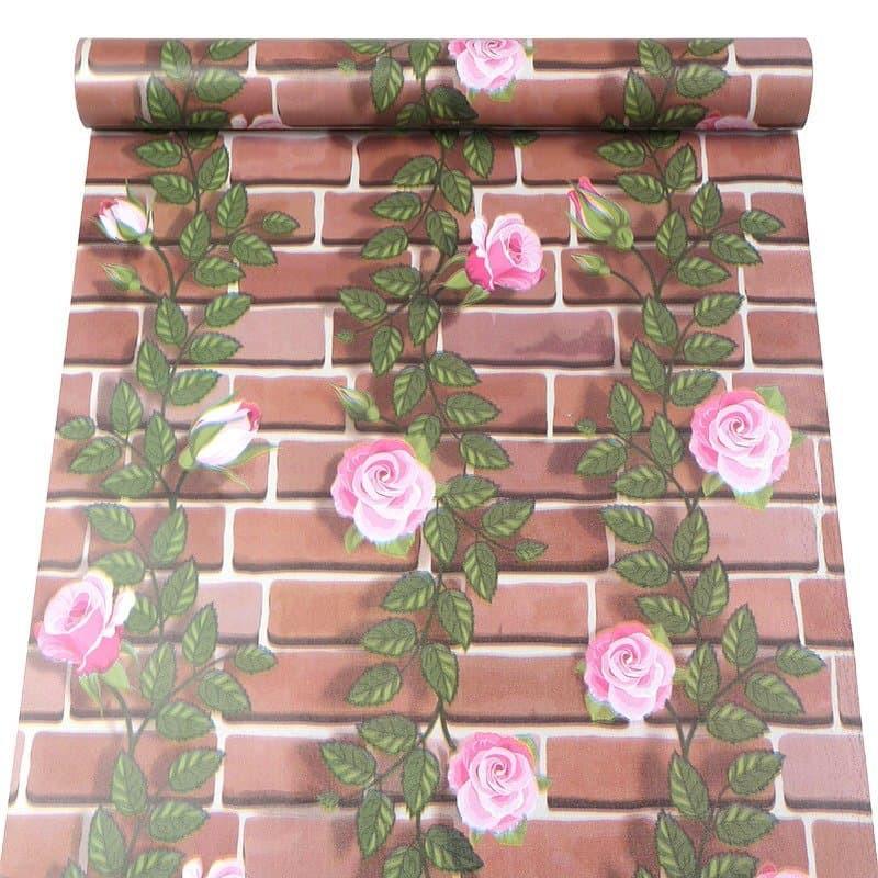 10m giấy dán tường có sẵn keo khổ 45cm. Mẫu hoa hồng leo