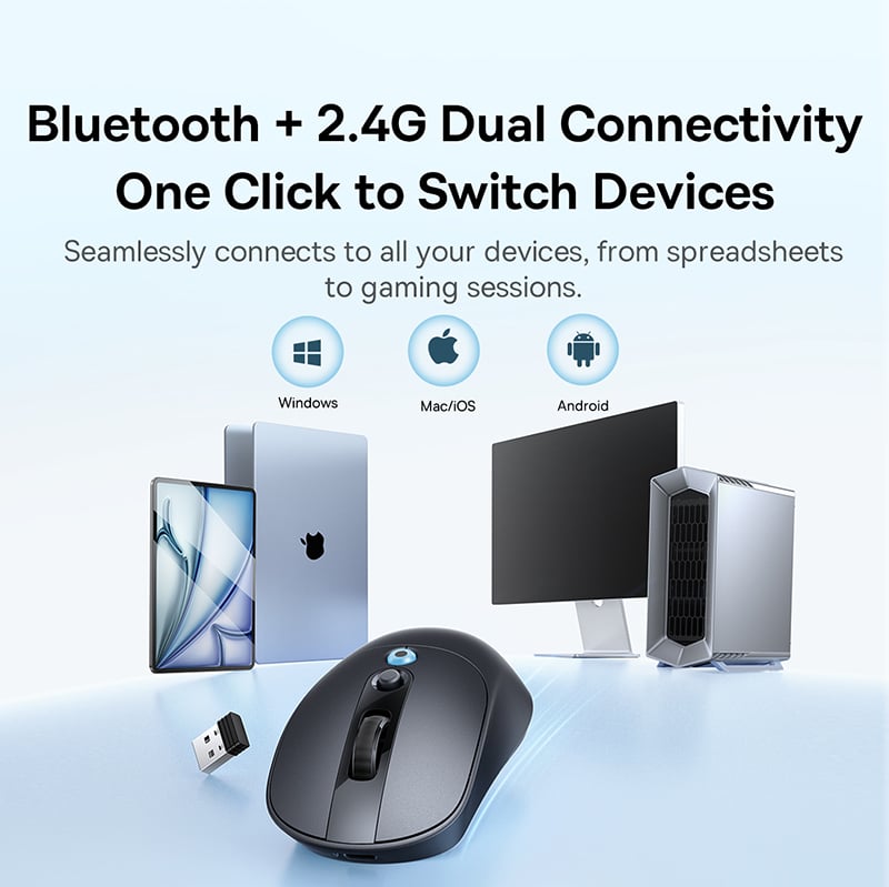 Chuột không dây công thái học Baseus Editor EM2 (Bluetooth 5.3 & 2.4G, 4000 DPI, 300mAh)- Hàng Chính Hãng