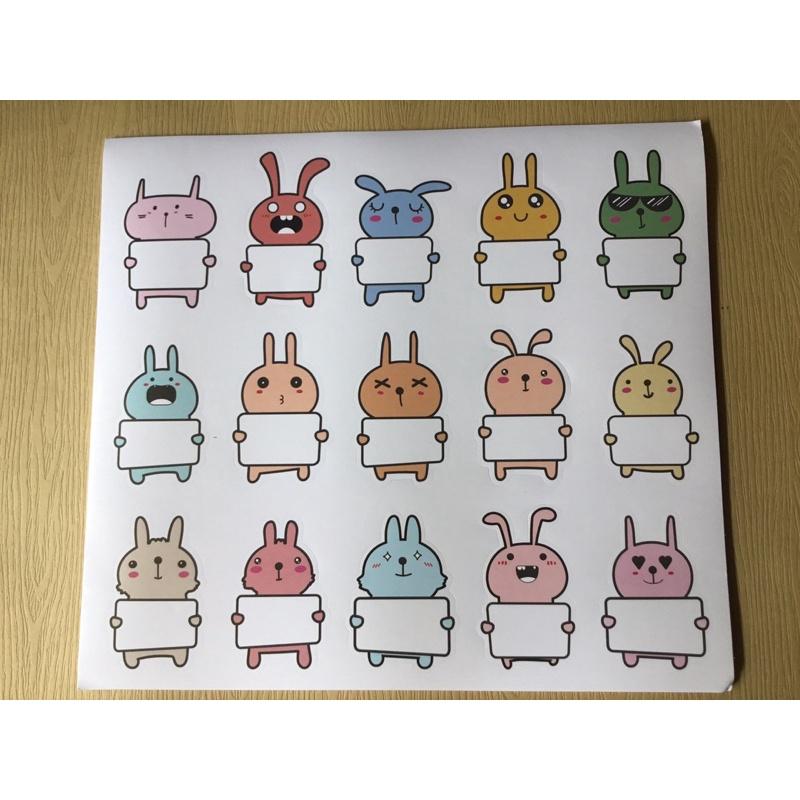 Sticker Thỏ dán ghi chú với 15 sắc thái cảm xúc đáng yêu