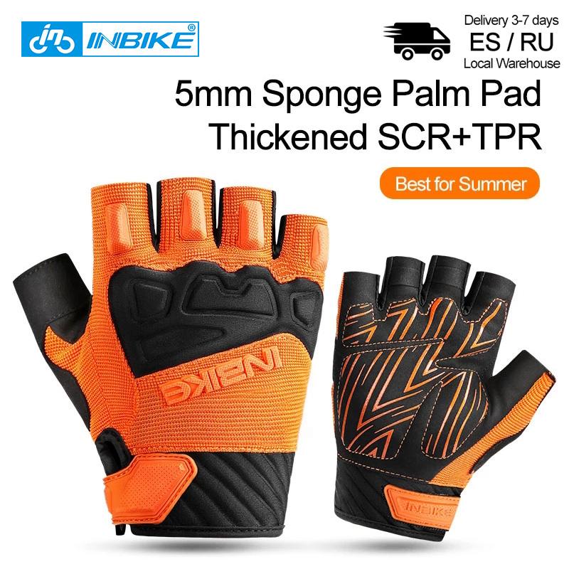 INBIKE Găng Tay Xe Đạp Fingerless Găng Tay Xe Đạp MTB Thể Thao Ngoài Trời Mùa Hè 5Mm Miếng Lót Xe Đạp Ngón Thoáng Khí