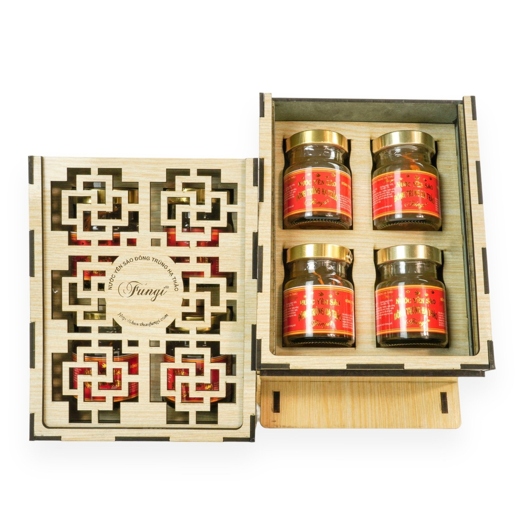 Yến Sào Đông Trùng Hạ Thảo FUNGI Hộp Cao Cấp, 4 hũ 70ml, 15% Yến, 15% Đông Trùng