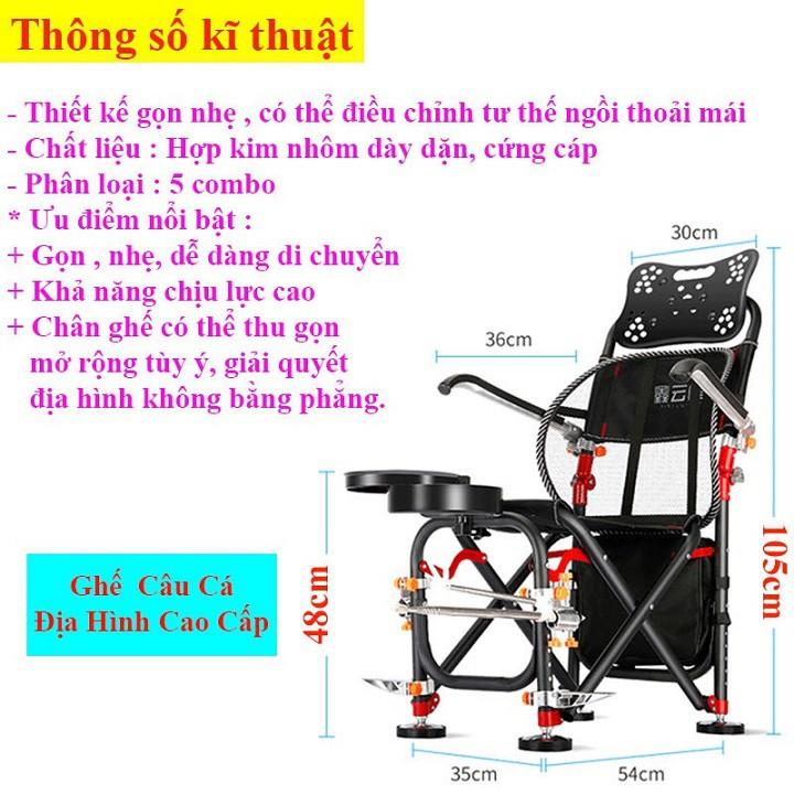 SALE LỚN Ghế Câu Đài địa hình full phụ kiện, ghế câu cá siêu bền KK19