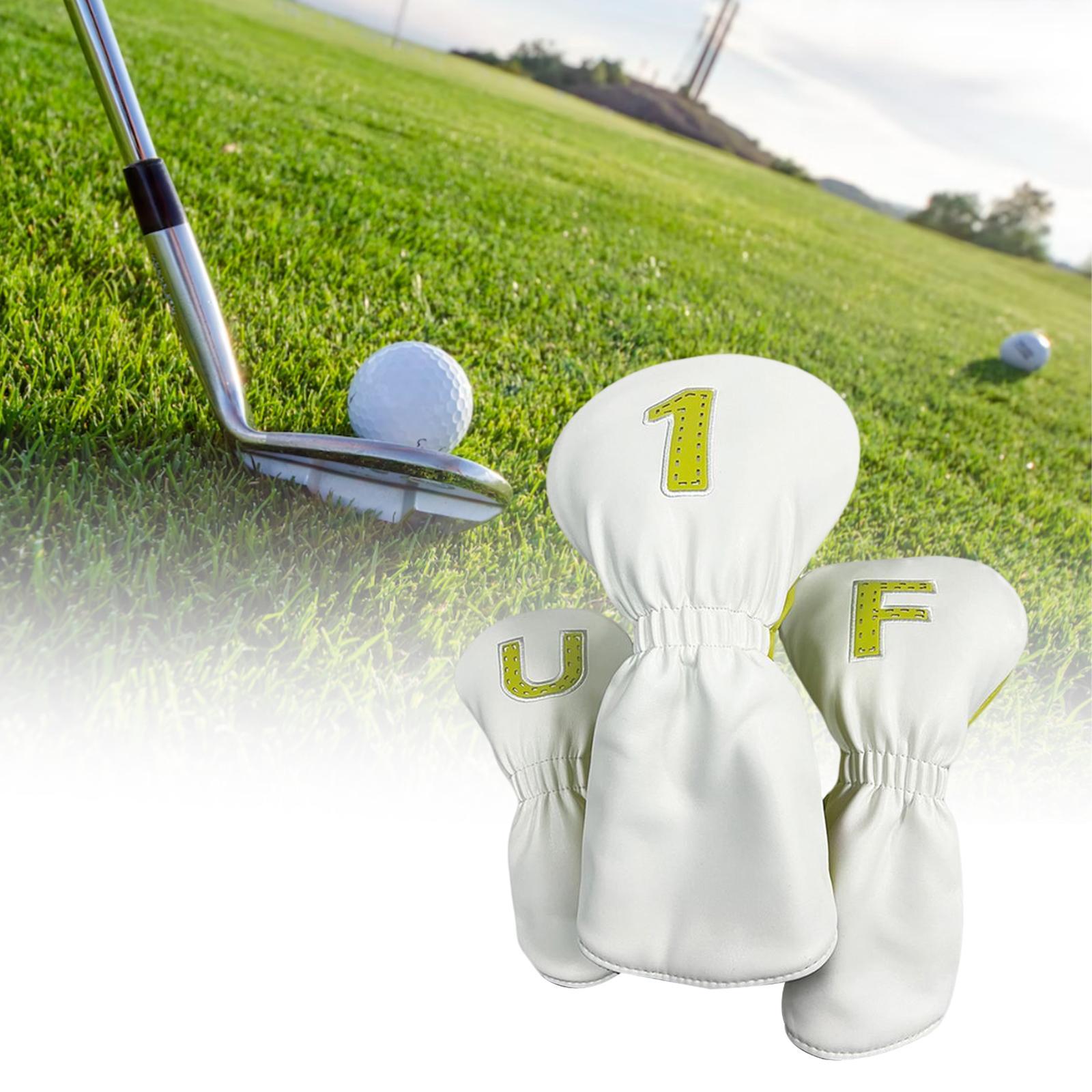 3Pcs PU Wood Golf Head Covers Men Women Universal Golf Club Head Covers