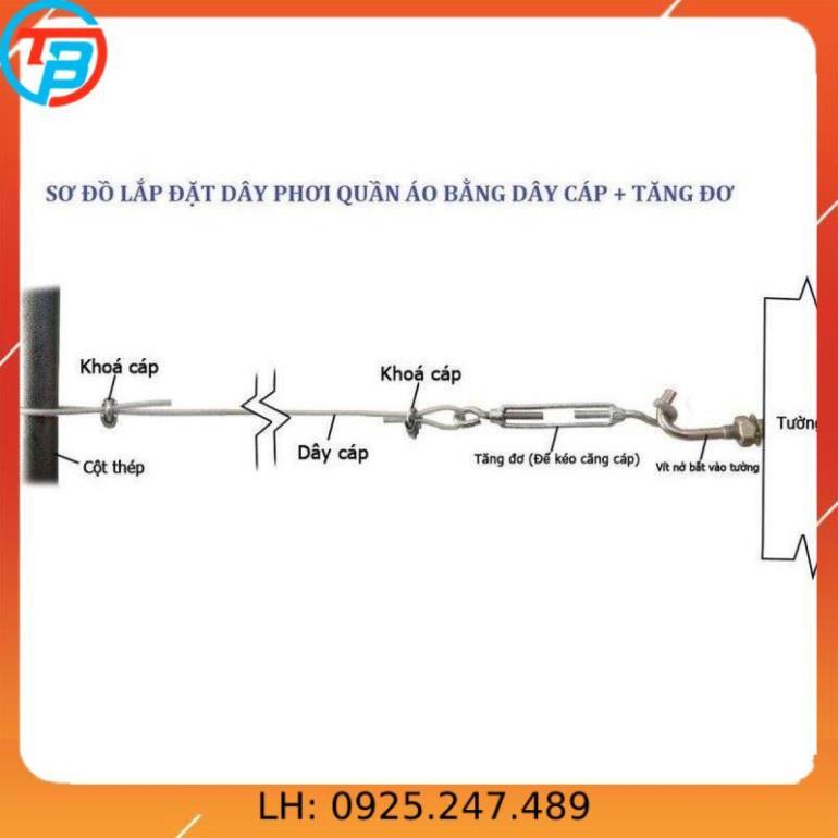 Dây Phơi Quần Áo Thông Minh Chống Gỉ ( tải 15 kg - 30 kg ) cáp thép Thái Bình Vina