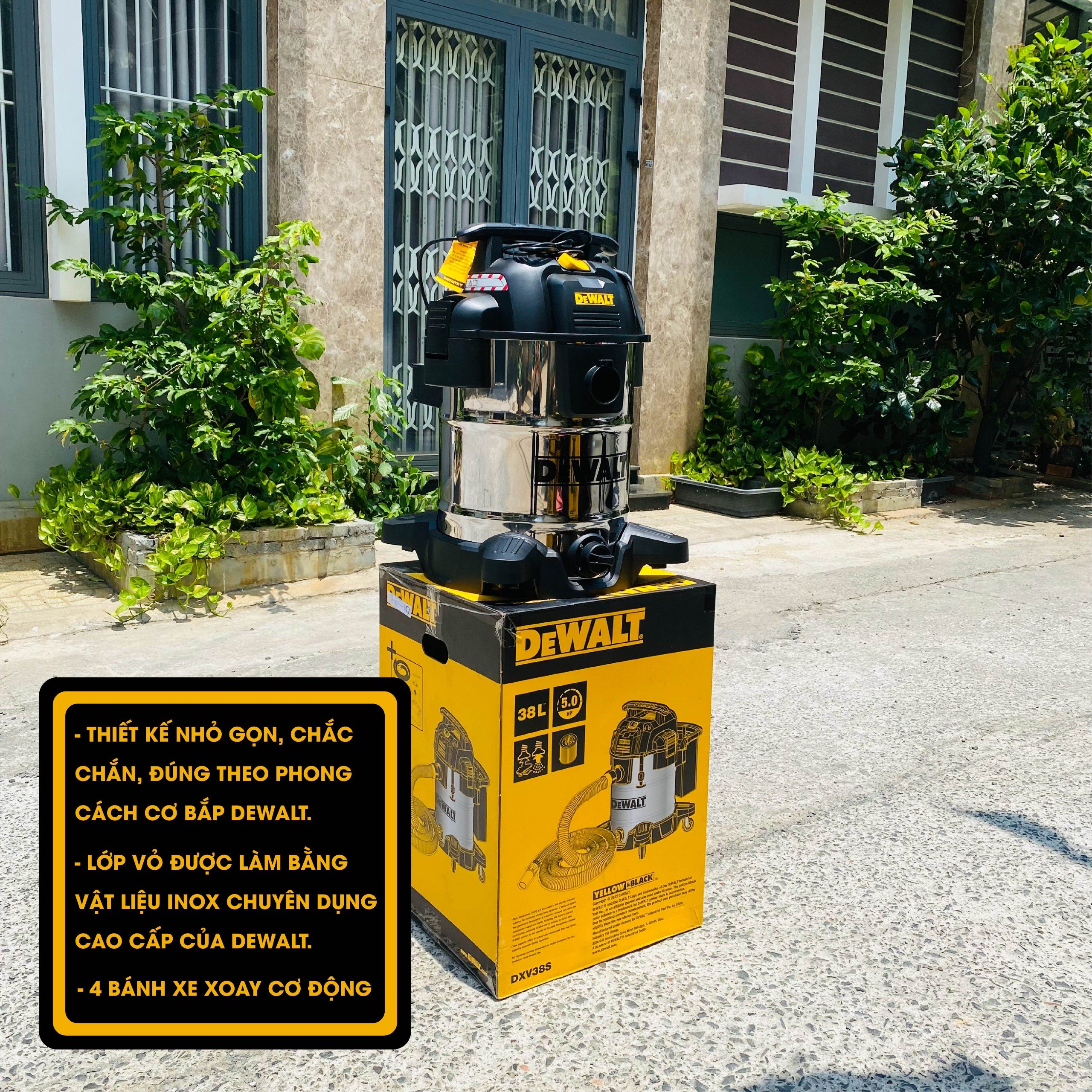 Máy hút bụi công nghiệp 3 chức năng ướt / khô / thổi 3750W (5HP) 38L Dewalt DXV38S - Hàng chính hãng